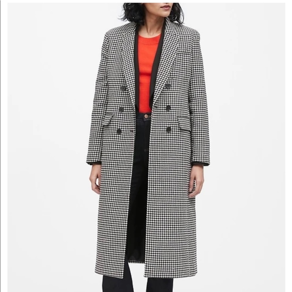 NWT Banana Republic Double Breasted Car Coat - Houndstooth - SP